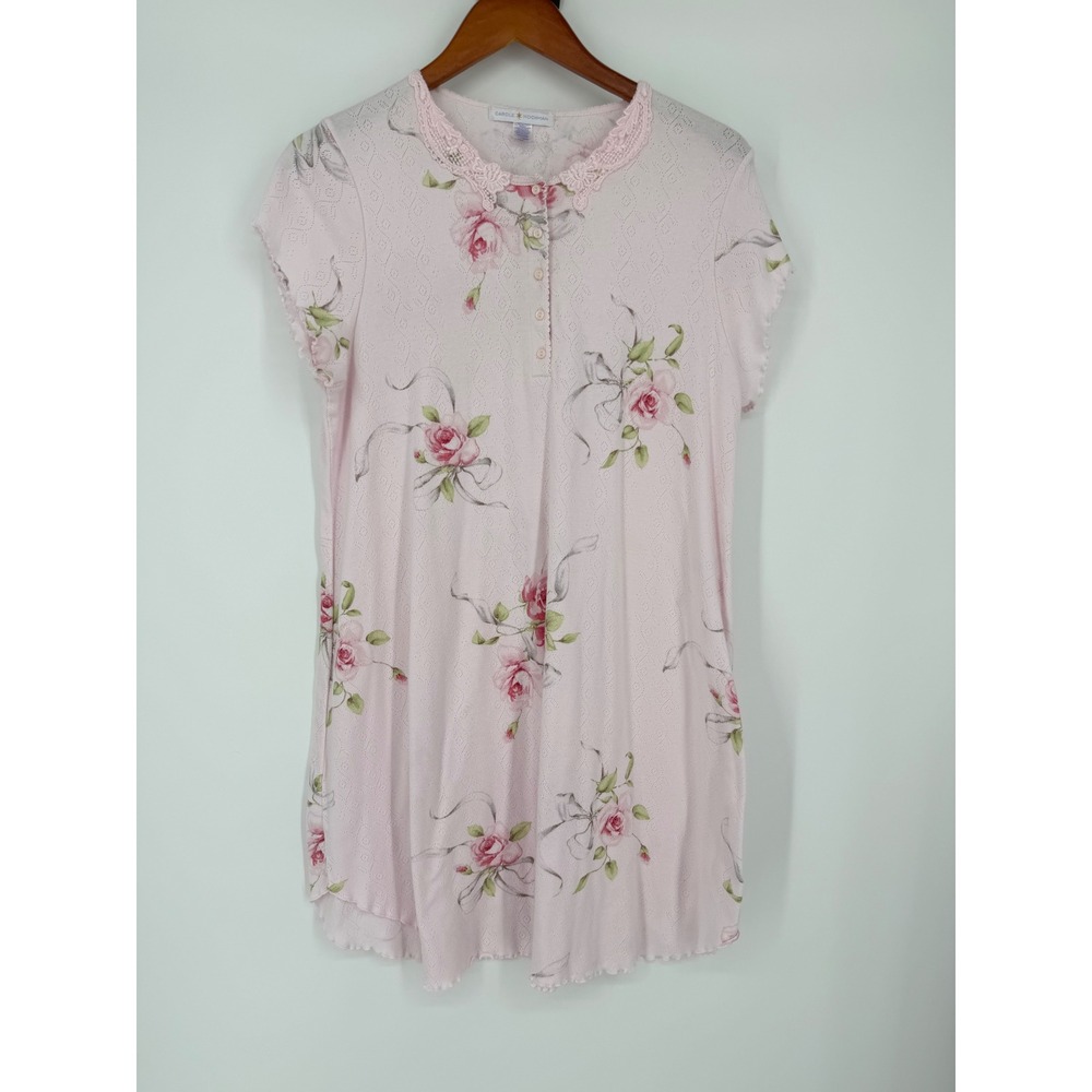 Carole Hochman Womens Nightgown Large Pink Floral Coquette Cottagecore Sleepwear